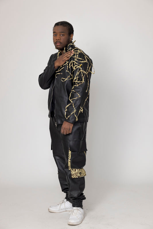 Kunstlederjacke und -hose Jeray