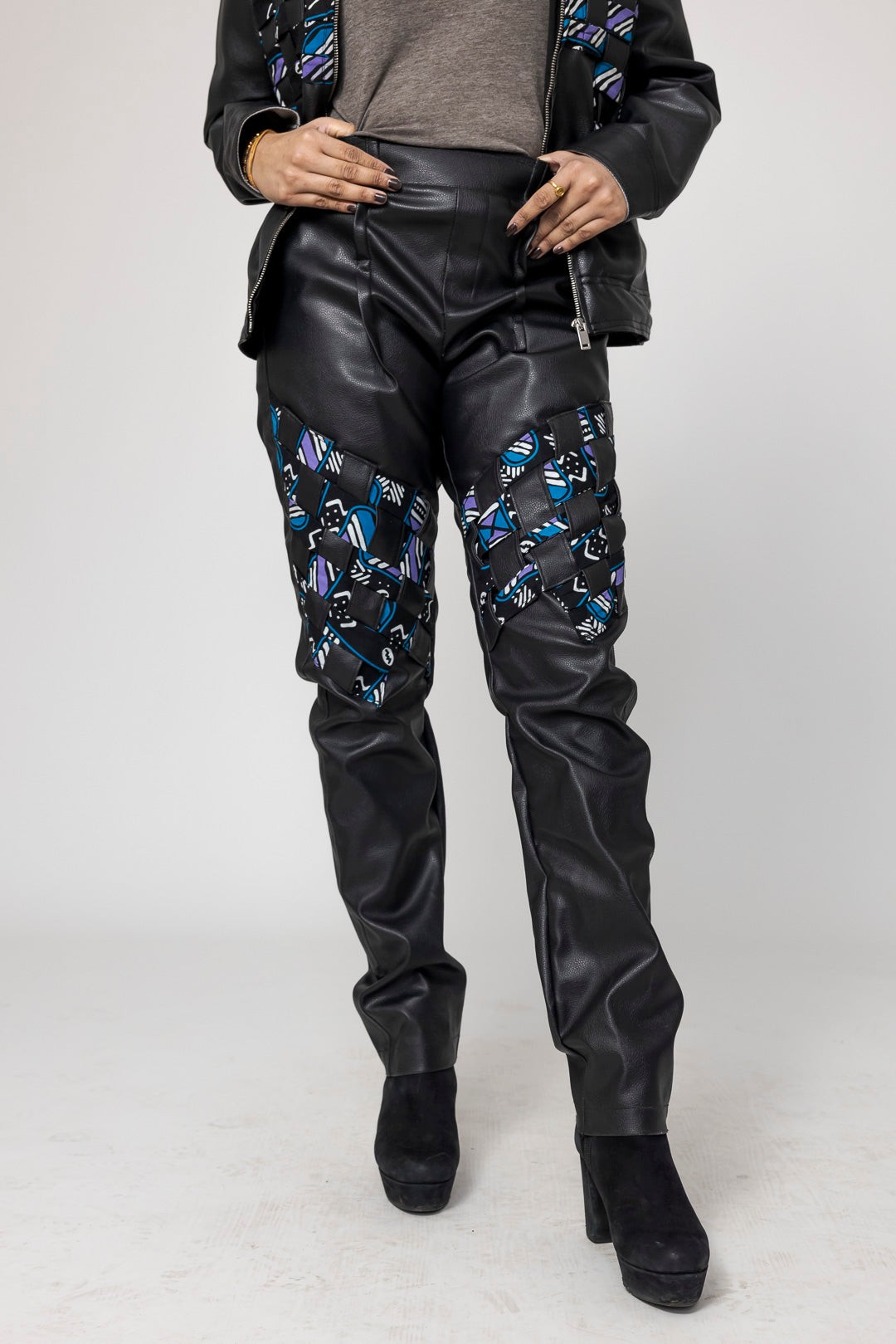 Kunstlederjacke und -hose Joggi